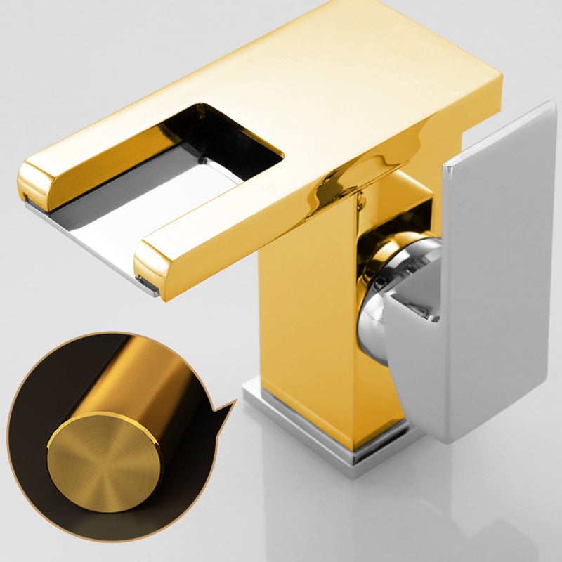 BowLift | Contemporary Square Vessel Faucet Waterfall Spout with LED Three-Color Illumination