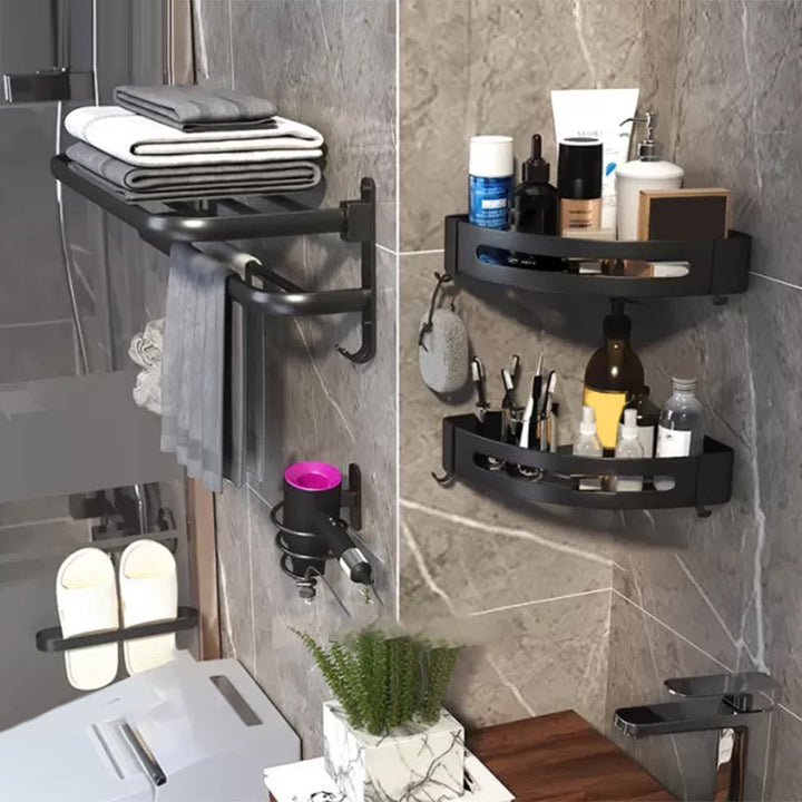 BowLift | Modern Bathroom Hardware Set Matte Black Metal Bathroom Accessory Kit