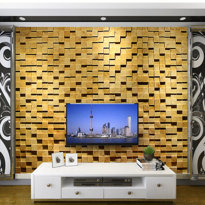 BowLift | Wood Mosaic Cladding Shiplap Glue Contemporary Interior Wall Cladding