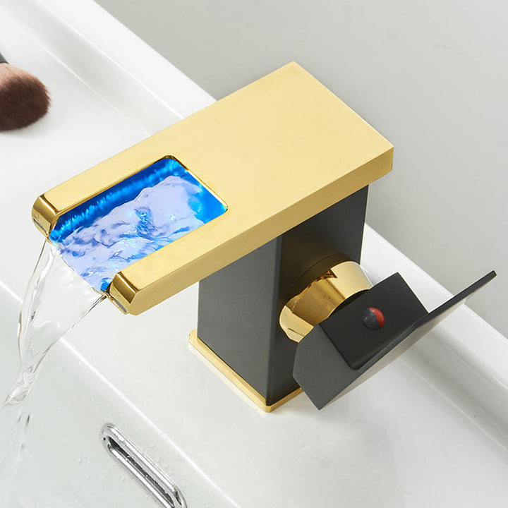 BowLift | Modern Waterfall Spout Sink Faucet with LED Brass Sink Faucet