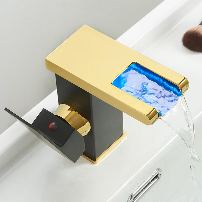 BowLift | Modern Waterfall Spout Sink Faucet with LED Brass Sink Faucet