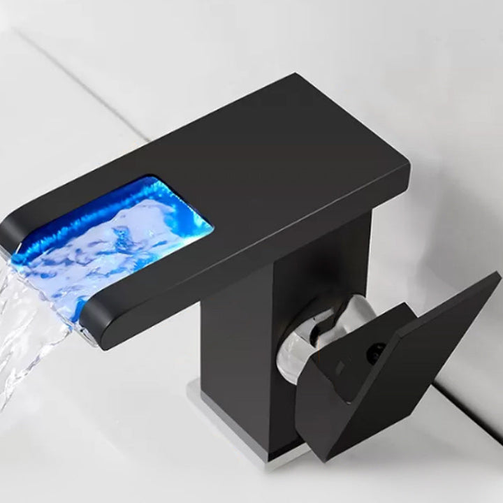 BowLift | Modern Waterfall Spout Sink Faucet with LED Brass Sink Faucet