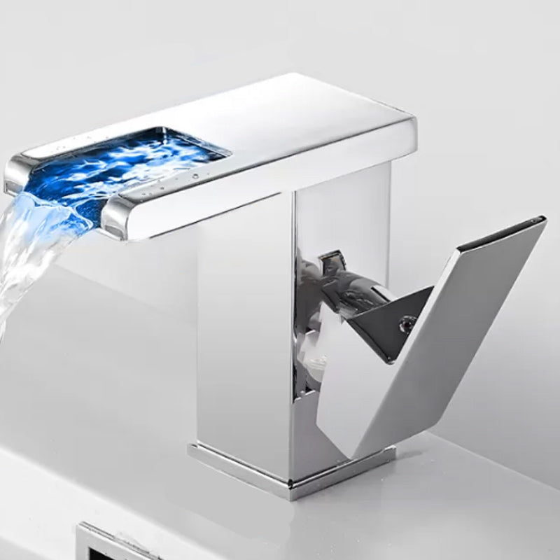 BowLift | Modern Waterfall Spout Sink Faucet with LED Brass Sink Faucet