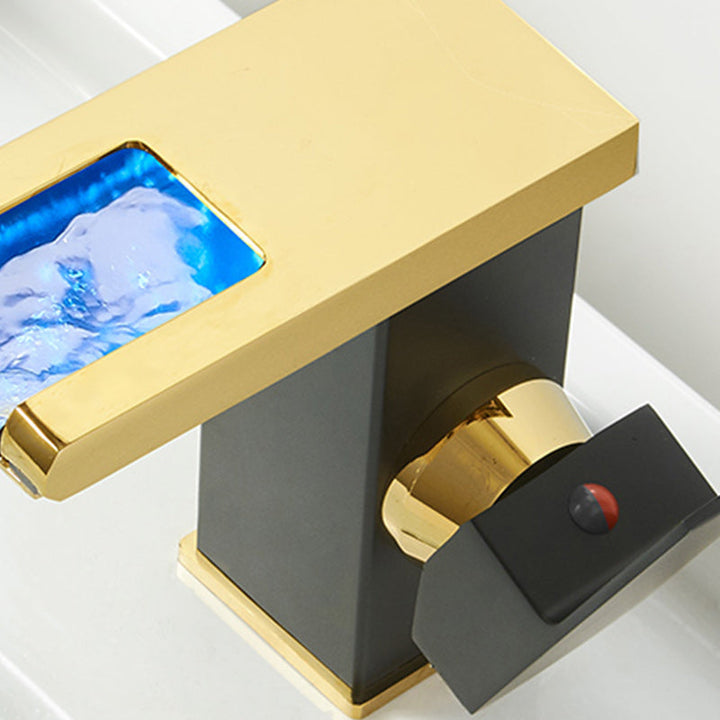 BowLift | Modern Waterfall Spout Sink Faucet with LED Brass Sink Faucet