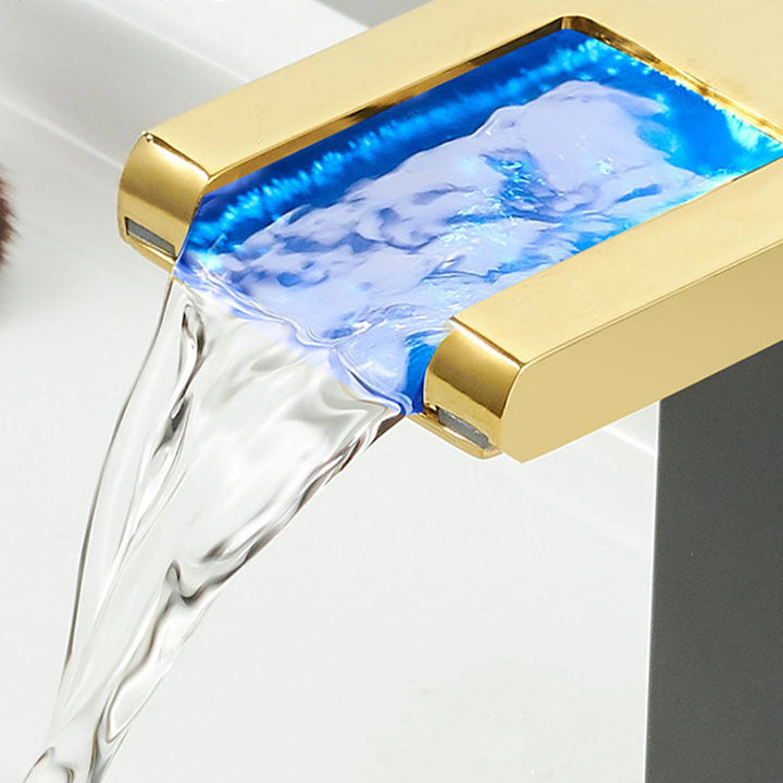 BowLift | Modern Waterfall Spout Sink Faucet with LED Brass Sink Faucet