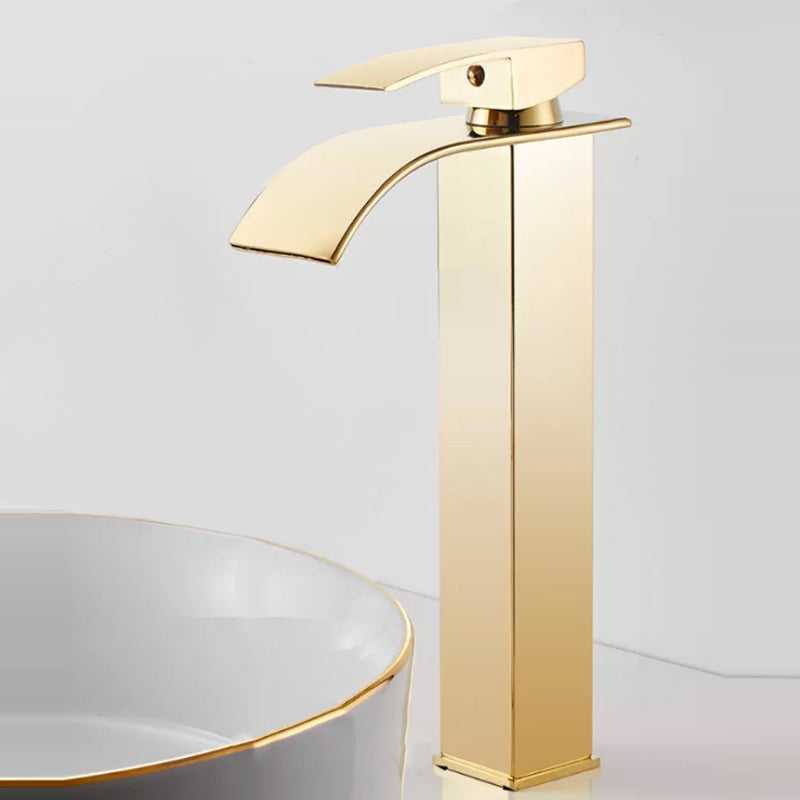 BowLift | Modern Waterfall Spout Sink Faucet with LED Brass Sink Faucet