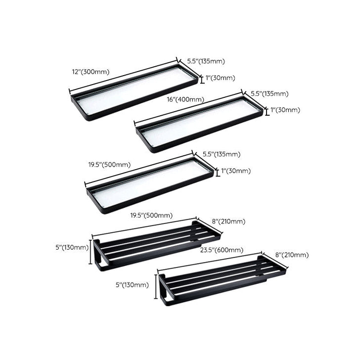 BowLift | Black Bathroom Accessories Hardware Set with Towel Rail and Bath Shelf
