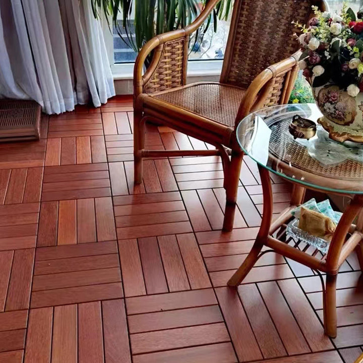 BowLift | 4-Slat Wood Deck/Patio Floor Tiles Interlocking Installation Floor Tiles