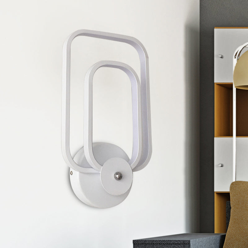 BowLift | Rectangular Frame Aluminum Wall Light Minimalist LED White Wall Mount Lighting in Warm/White Light