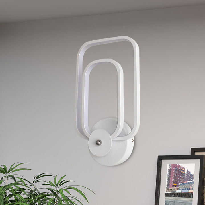 BowLift | Rectangular Frame Aluminum Wall Light Minimalist LED White Wall Mount Lighting in Warm/White Light