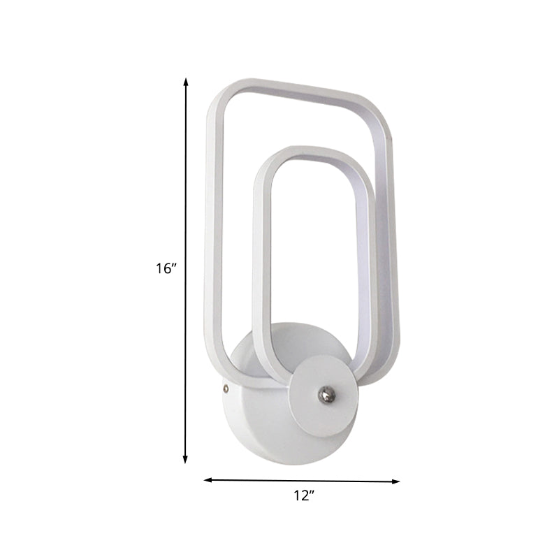 BowLift | Rectangular Frame Aluminum Wall Light Minimalist LED White Wall Mount Lighting in Warm/White Light