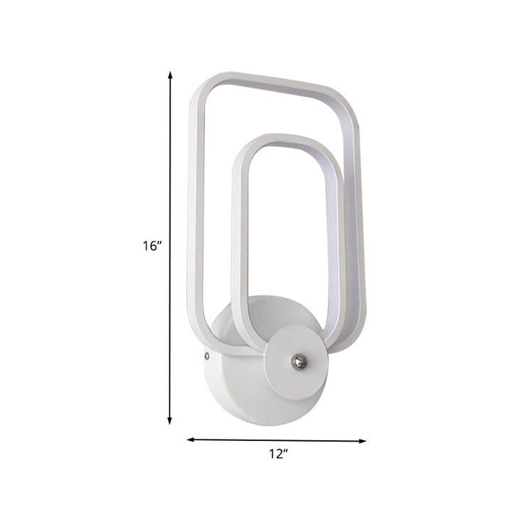 BowLift | Rectangular Frame Aluminum Wall Light Minimalist LED White Wall Mount Lighting in Warm/White Light