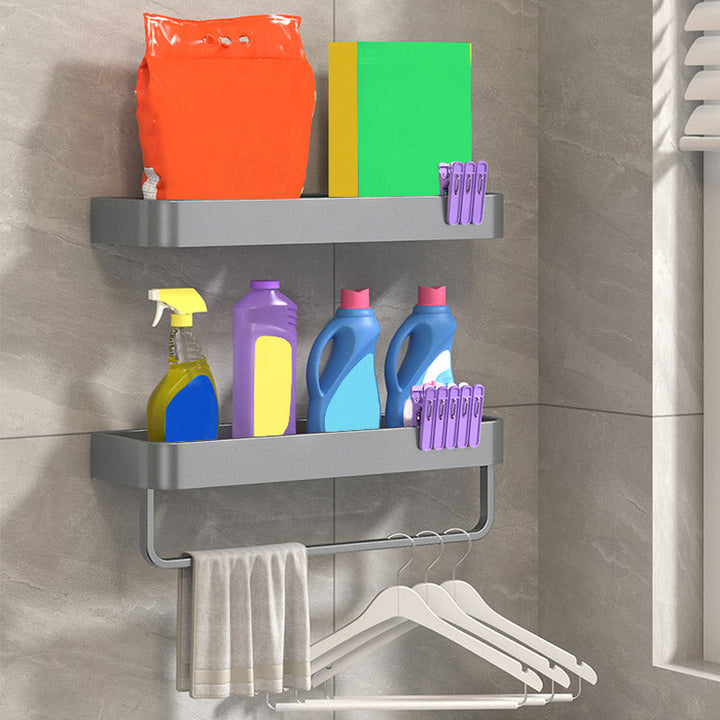 BowLift | Modern Grey 2-piece Bathroom Accessory Set, Matte Grey, Bathroom Shelf
