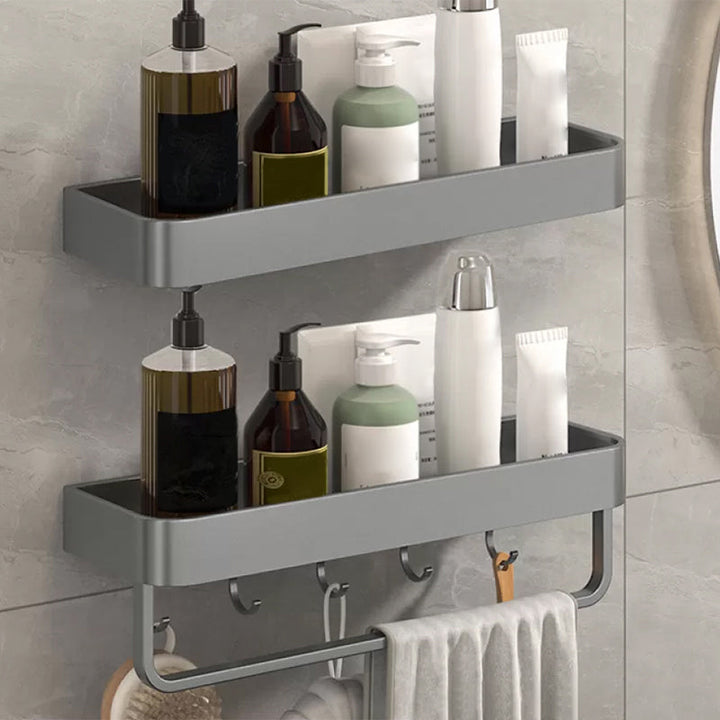 BowLift | Modern Grey 2-piece Bathroom Accessory Set, Matte Grey, Bathroom Shelf