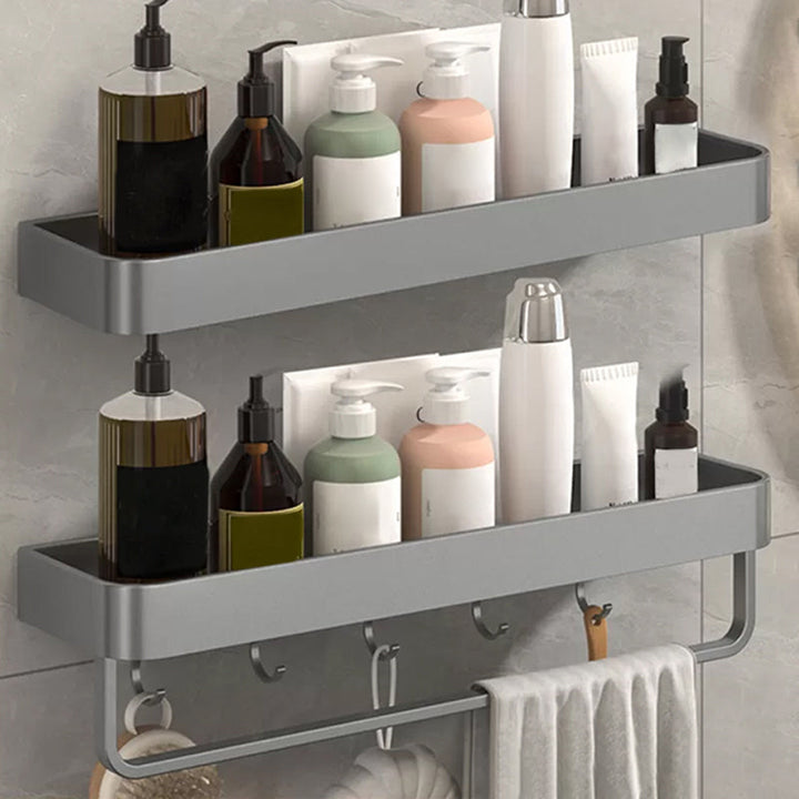 BowLift | Modern Grey 2-piece Bathroom Accessory Set, Matte Grey, Bathroom Shelf