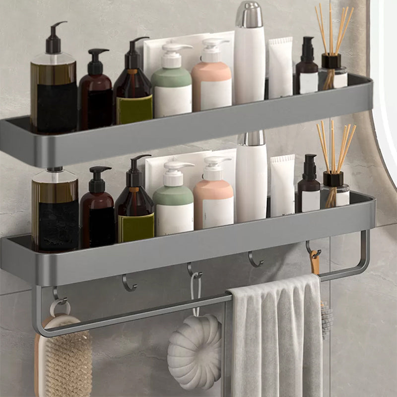BowLift | Modern Grey 2-piece Bathroom Accessory Set, Matte Grey, Bathroom Shelf