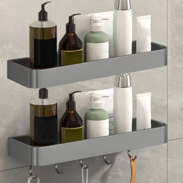 BowLift | Modern Grey 2-piece Bathroom Accessory Set, Matte Grey, Bathroom Shelf