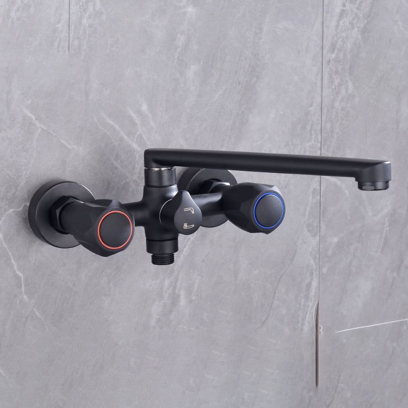 BowLift | Modern Bathtub Faucet Trim Black Wall Mounted Swivel Spout with Hand Shower