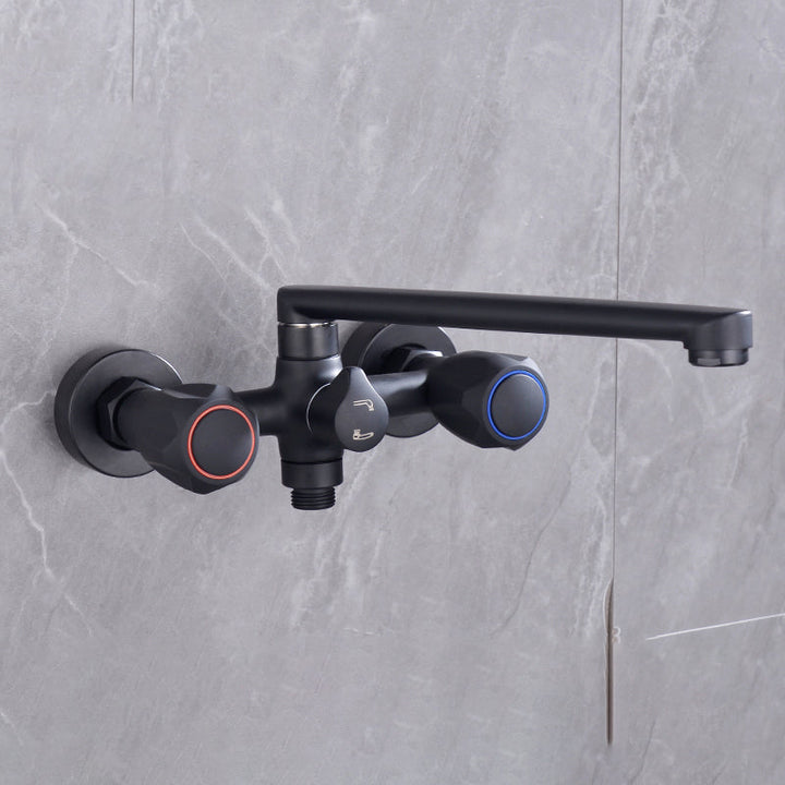BowLift | Modern Bathtub Faucet Trim Black Wall Mounted Swivel Spout with Hand Shower