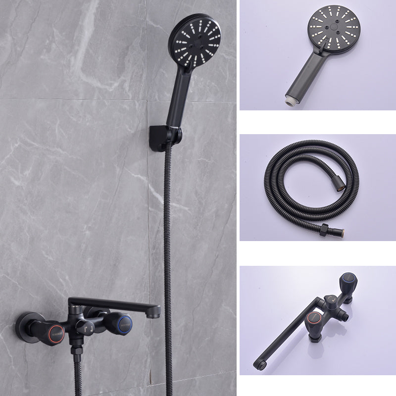 BowLift | Modern Bathtub Faucet Trim Black Wall Mounted Swivel Spout with Hand Shower