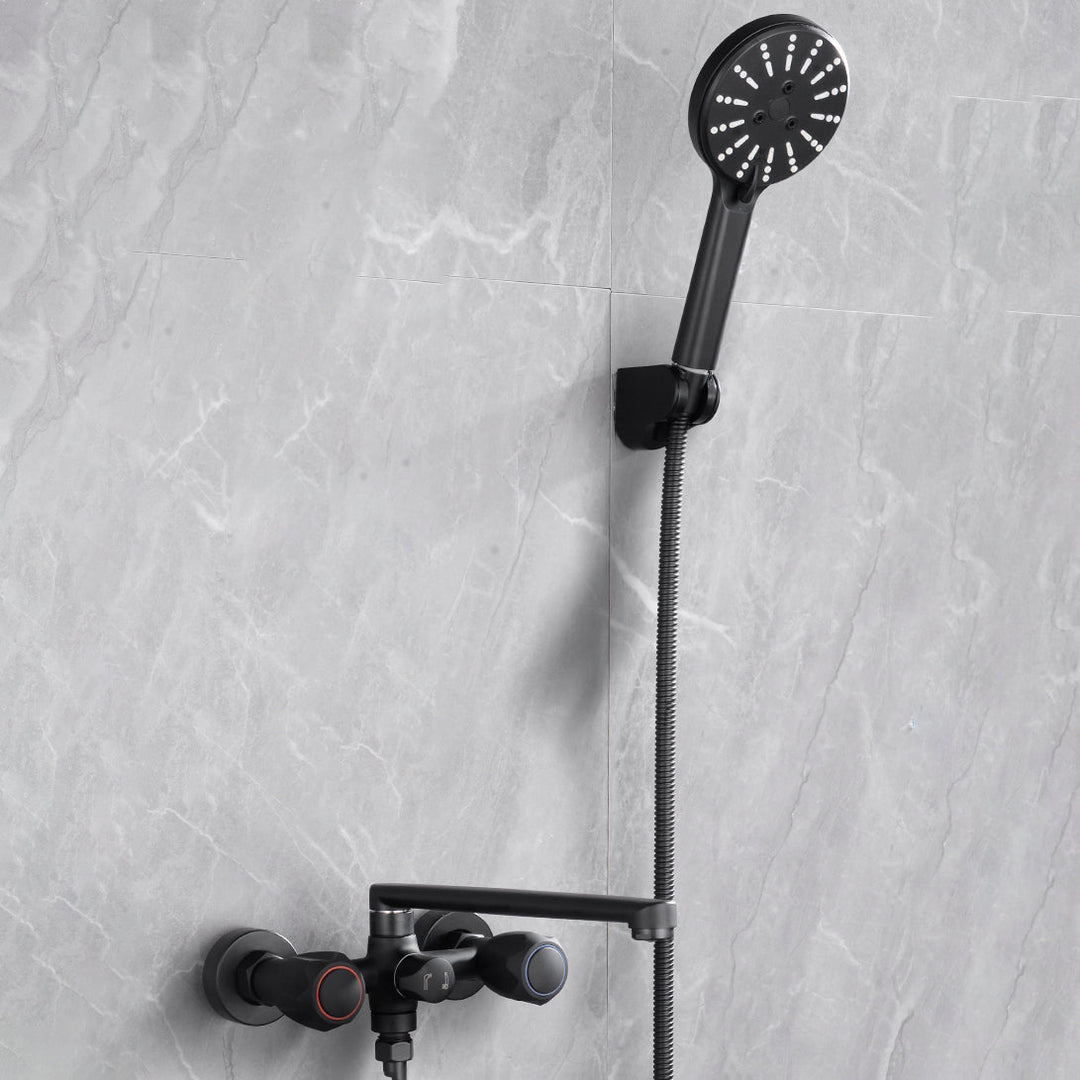 BowLift | Modern Bathtub Faucet Trim Black Wall Mounted Swivel Spout with Hand Shower