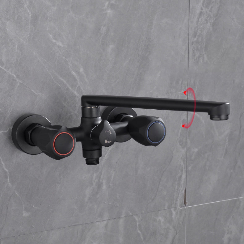 BowLift | Modern Bathtub Faucet Trim Black Wall Mounted Swivel Spout with Hand Shower