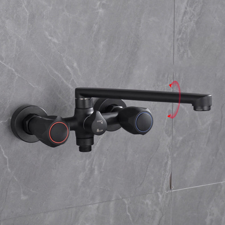 BowLift | Modern Bathtub Faucet Trim Black Wall Mounted Swivel Spout with Hand Shower