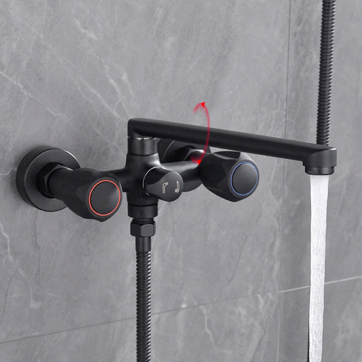 BowLift | Modern Bathtub Faucet Trim Black Wall Mounted Swivel Spout with Hand Shower