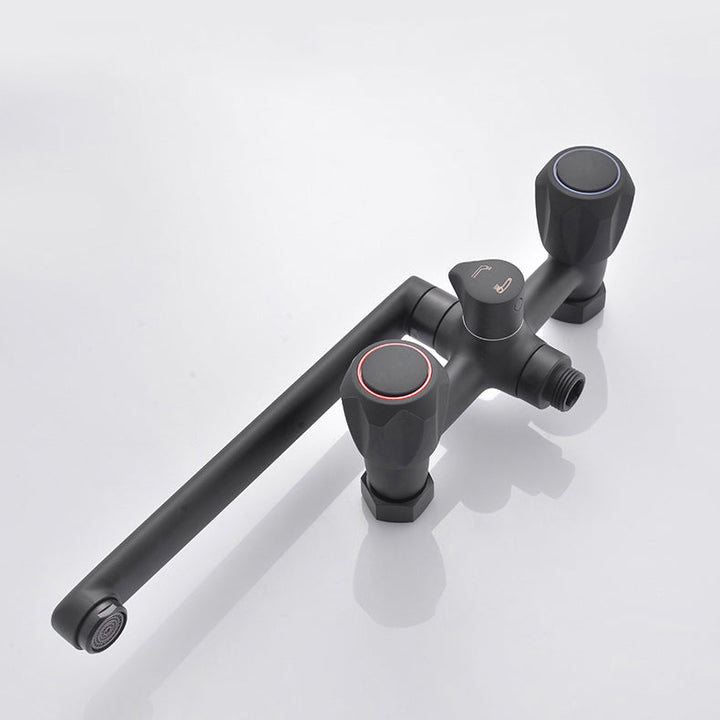 BowLift | Modern Bathtub Faucet Trim Black Wall Mounted Swivel Spout with Hand Shower