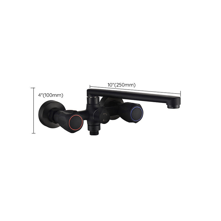 BowLift | Modern Bathtub Faucet Trim Black Wall Mounted Swivel Spout with Hand Shower