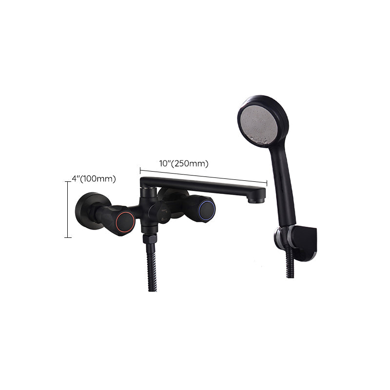 BowLift | Modern Bathtub Faucet Trim Black Wall Mounted Swivel Spout with Hand Shower