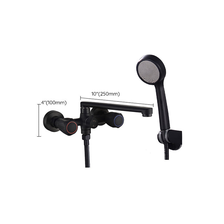 BowLift | Modern Bathtub Faucet Trim Black Wall Mounted Swivel Spout with Hand Shower