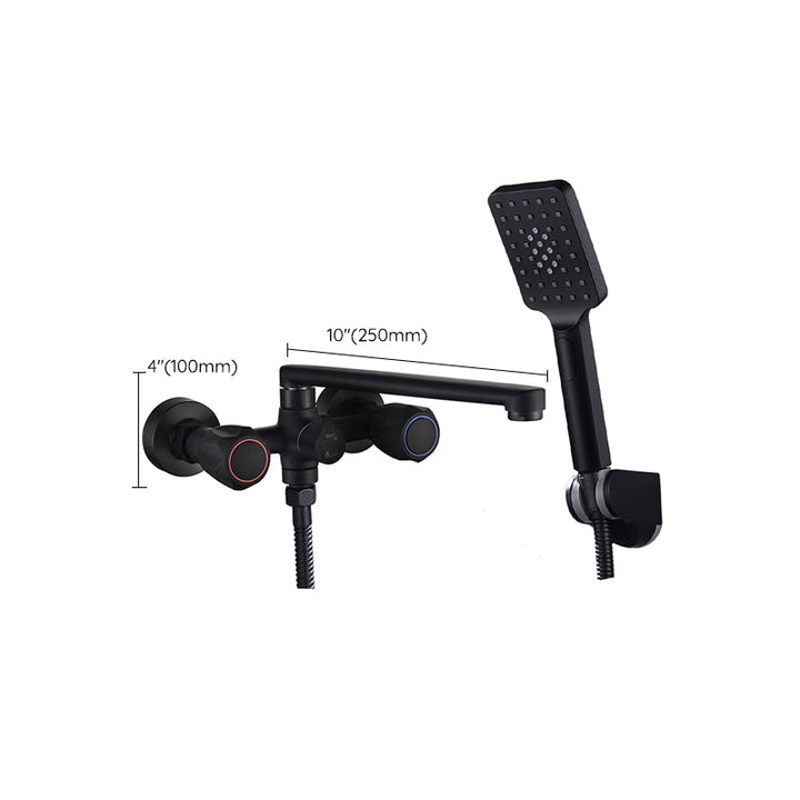 BowLift | Modern Bathtub Faucet Trim Black Wall Mounted Swivel Spout with Hand Shower