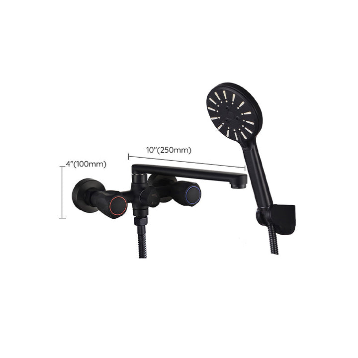 BowLift | Modern Bathtub Faucet Trim Black Wall Mounted Swivel Spout with Hand Shower