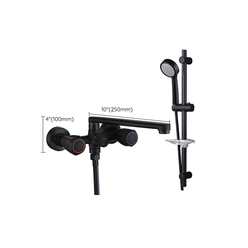 BowLift | Modern Bathtub Faucet Trim Black Wall Mounted Swivel Spout with Hand Shower