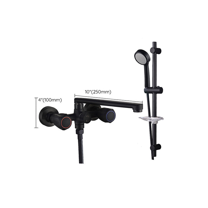BowLift | Modern Bathtub Faucet Trim Black Wall Mounted Swivel Spout with Hand Shower