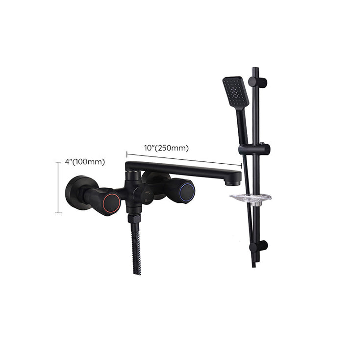 BowLift | Modern Bathtub Faucet Trim Black Wall Mounted Swivel Spout with Hand Shower