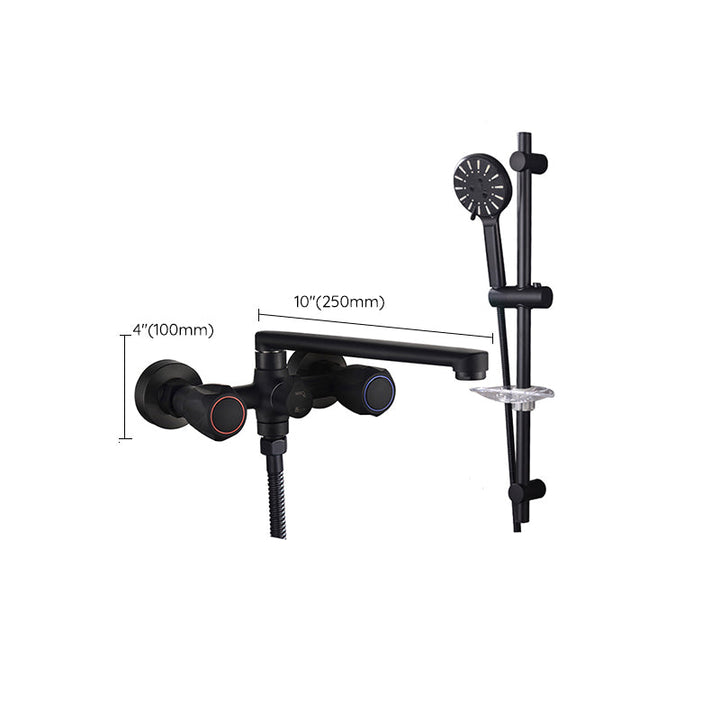 BowLift | Modern Bathtub Faucet Trim Black Wall Mounted Swivel Spout with Hand Shower