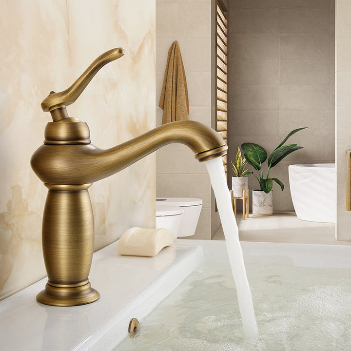 BowLift | Brass Bathroom Vessel Sink Faucet Single Handle Round Basin Faucet with Water Hose