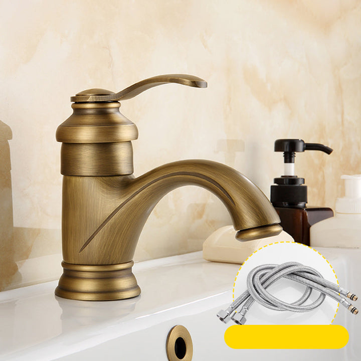 BowLift | Brass Bathroom Vessel Sink Faucet Single Handle Round Basin Faucet with Water Hose