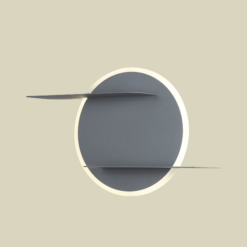 BowLift | White/Grey Round Wall-Mounted Lamp Contemporary Acrylic LED Wall Light with Support for Bedroom