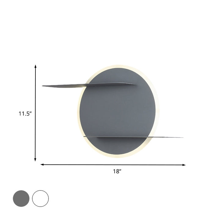 BowLift | White/Grey Round Wall-Mounted Lamp Contemporary Acrylic LED Wall Light with Support for Bedroom