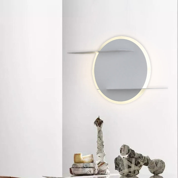 BowLift | White/Grey Round Wall-Mounted Lamp Contemporary Acrylic LED Wall Light with Support for Bedroom