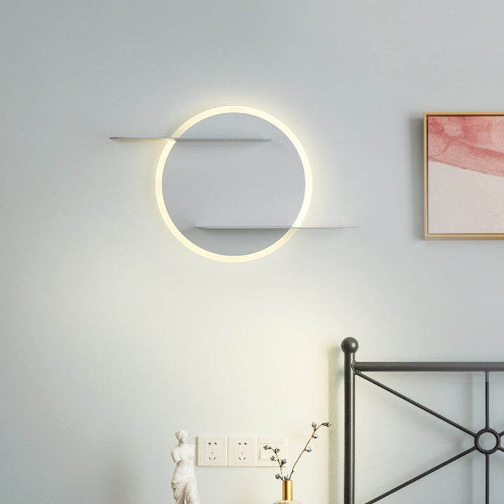 BowLift | White/Grey Round Wall-Mounted Lamp Contemporary Acrylic LED Wall Light with Support for Bedroom