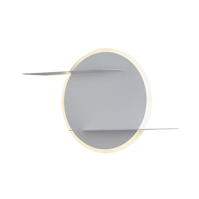 BowLift | White/Grey Round Wall-Mounted Lamp Contemporary Acrylic LED Wall Light with Support for Bedroom