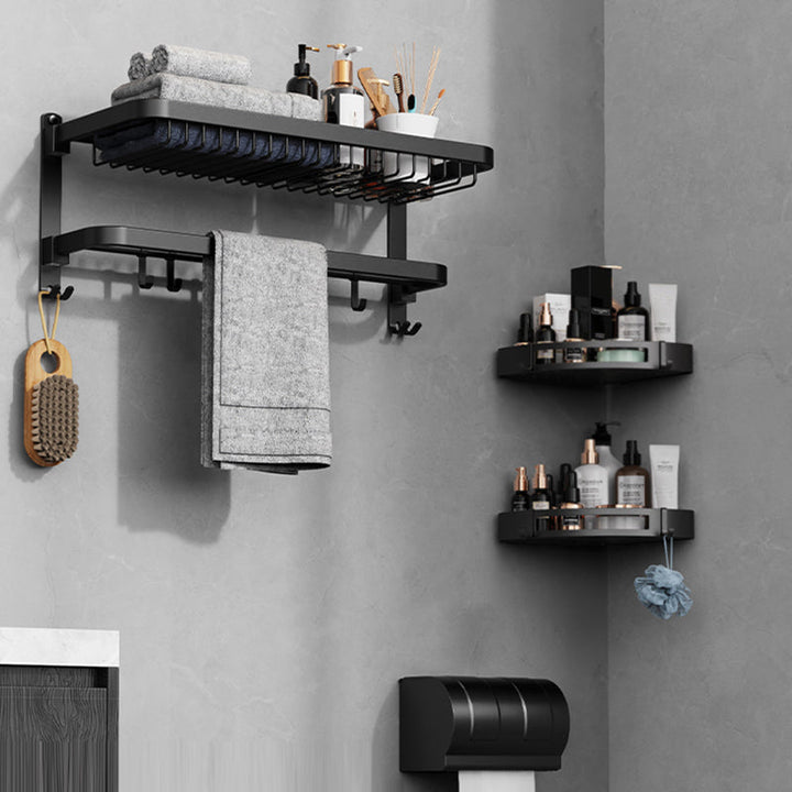 BowLift | Minimalist black bathroom accessory set paper holder towel bar bathroom hardware set