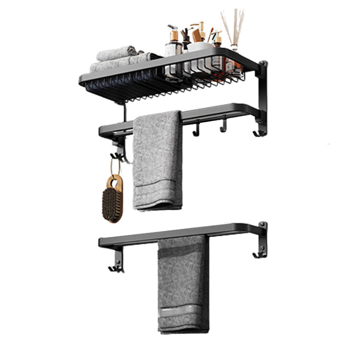BowLift | Minimalist black bathroom accessory set paper holder towel bar bathroom hardware set