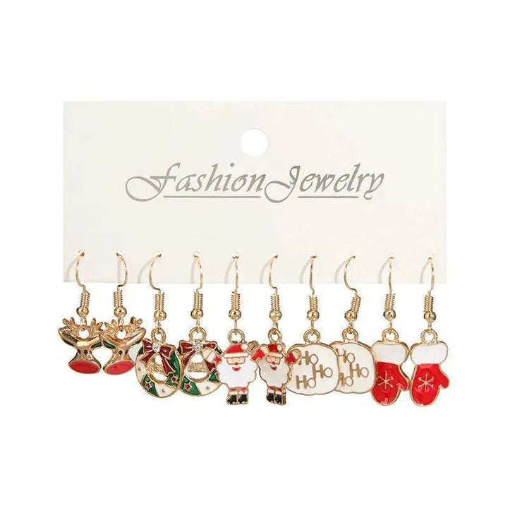 BowLift | Christmas Stud Combination Suit Snowflake Elk Earrings