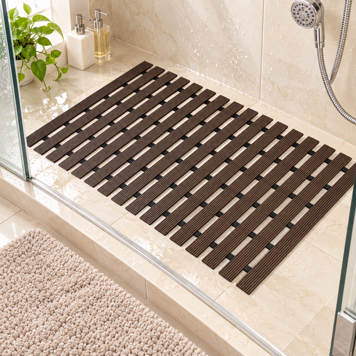 Eco-Friendly Slatted Bathroom Floor Mat Bowlift