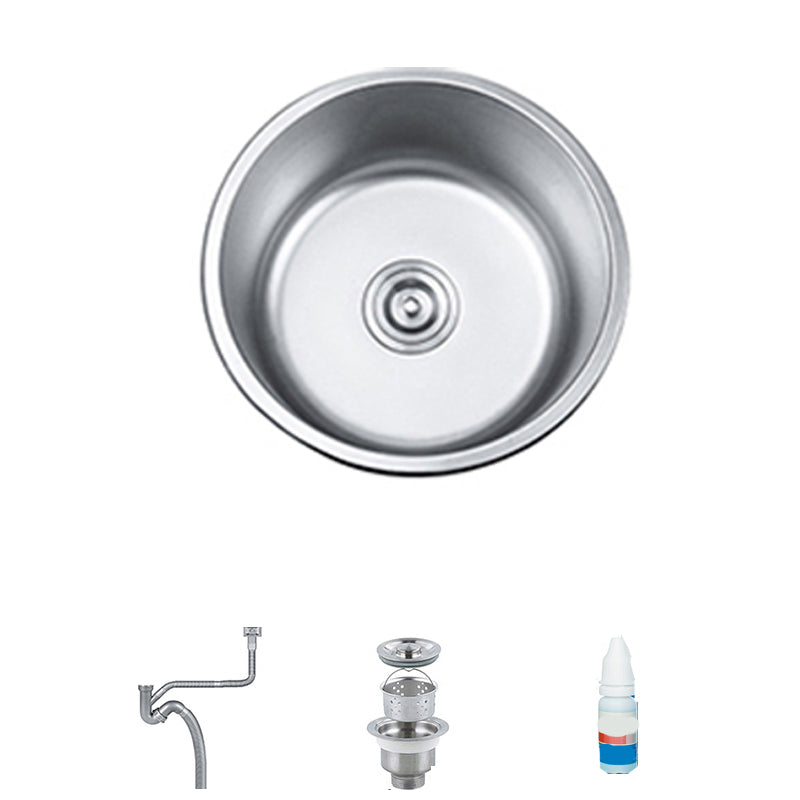 BowLift | Round Single Bowl Kitchen Sink Stainless Steel Sink with Drain Strainer Set